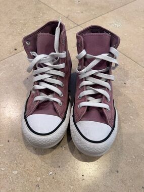 Converse Kids High-Top Sneakers in Mauve Pink with White Trim